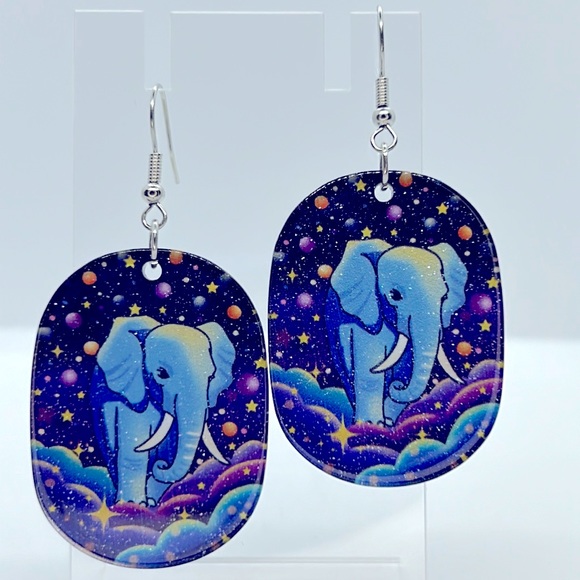 Jewelry - Elephant Acrylic Charm Dangle Earrings